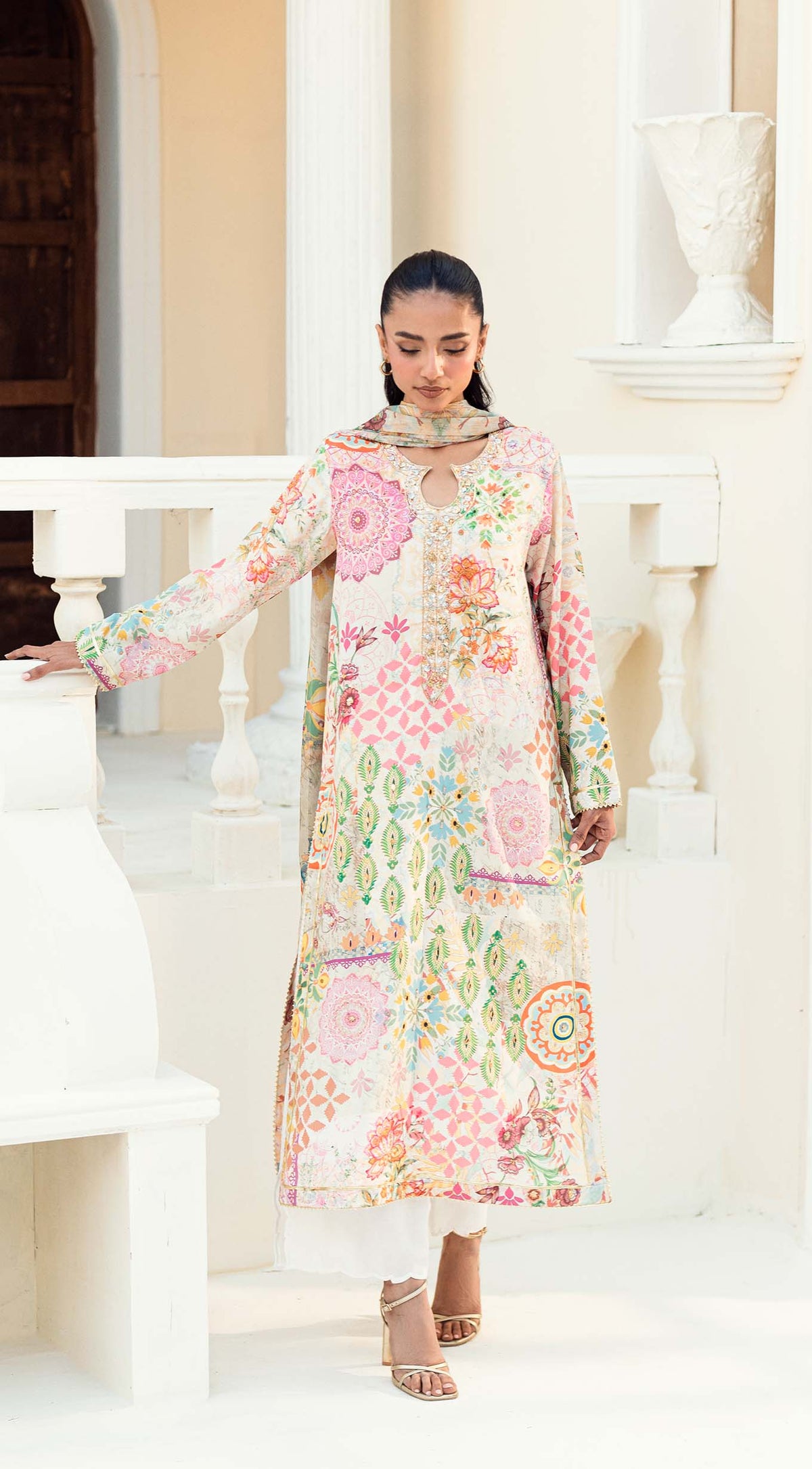 Esra | Printed Crepe Silk Cutdana Outfit | Sabeen Abbas