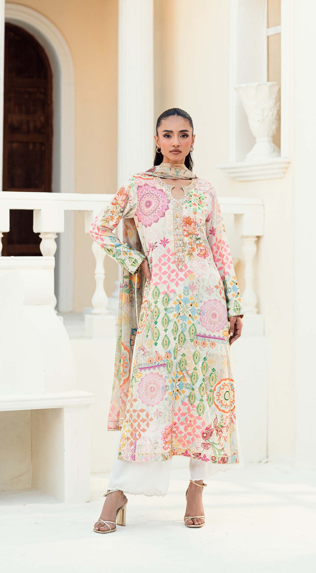 Esra | Printed Crepe Silk Cutdana Outfit | Sabeen Abbas