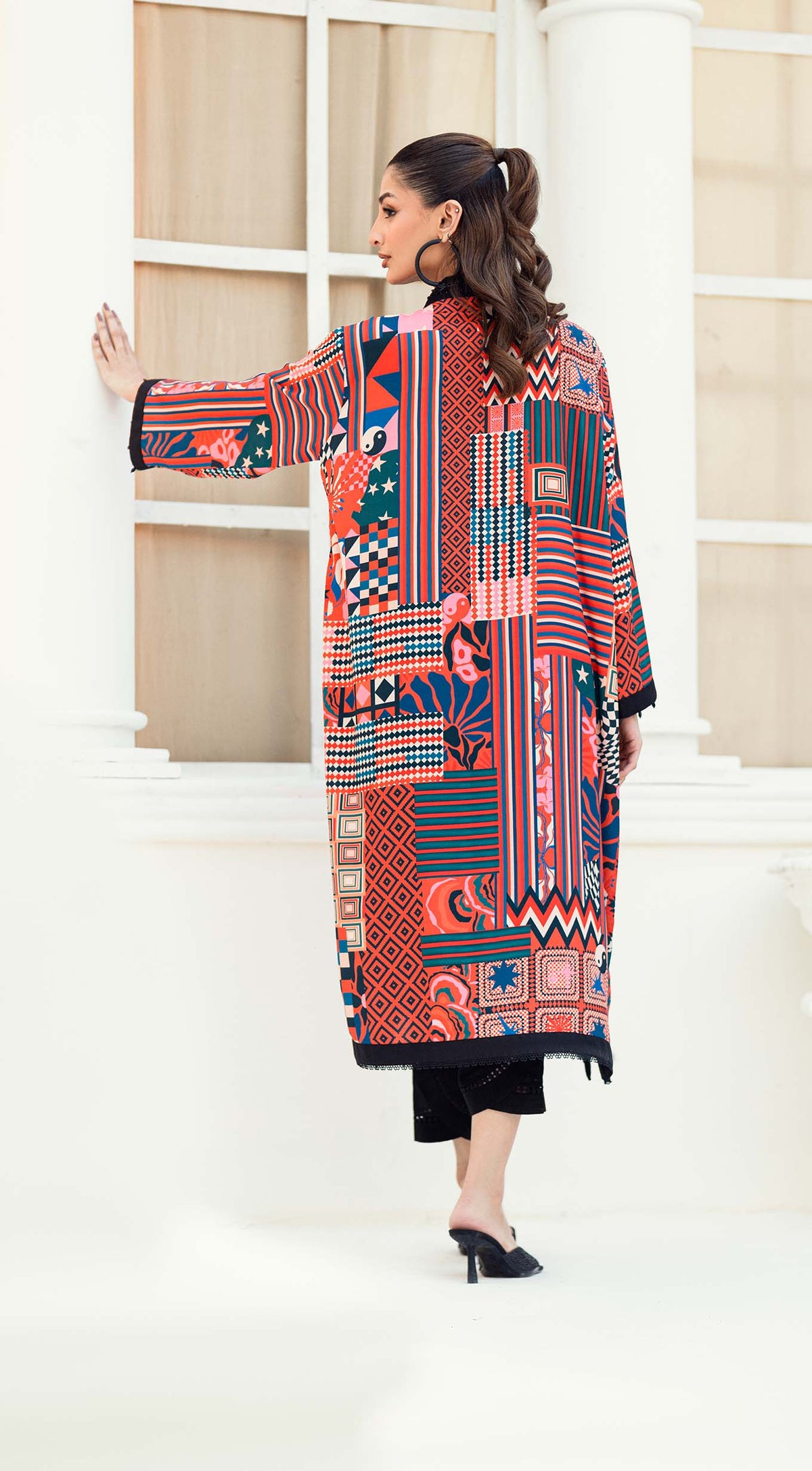 Nova | Geometric Print Crepe Silk Kaftan | Sabeen Abbas