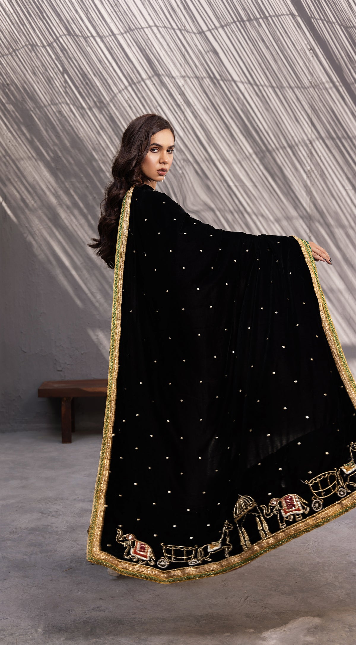 Zohreh Velvet Shawl – Sabeen Abbas